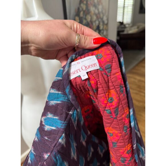 Desert Queen Keziah Cap Sleeve Doublet Vest Purple Ikat Print Size 34 XS - Picture 7 of 7